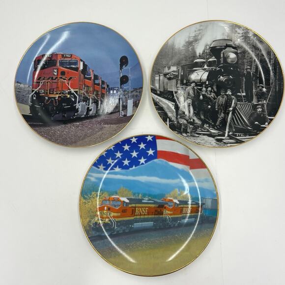 BNSF Railway Collector Train Safety Award Plate Set of 3 (2001, 2002, 2005) - Picture 1 of 10